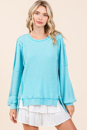 Mittoshop Mineral Wash Waffle Long Sleeve Sweatshirt