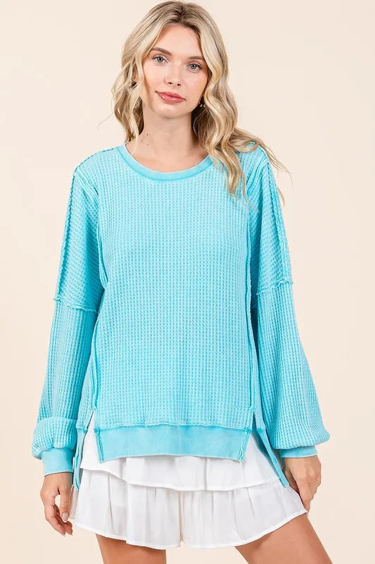 Mittoshop Mineral Wash Waffle Long Sleeve Sweatshirt Sweatshirts