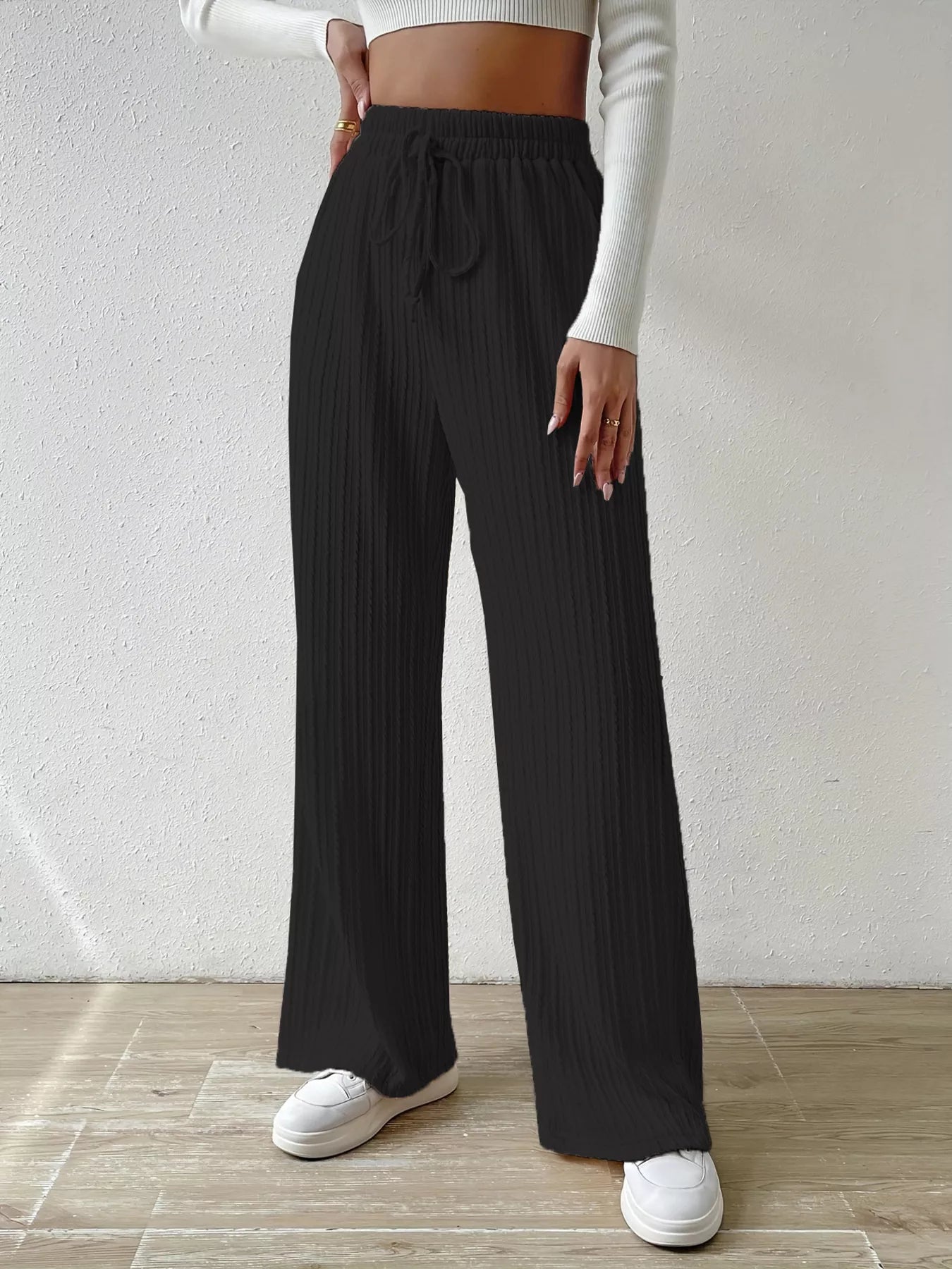 Drawstring Wide Leg Pants | Lounge Pants Daverri Fashions