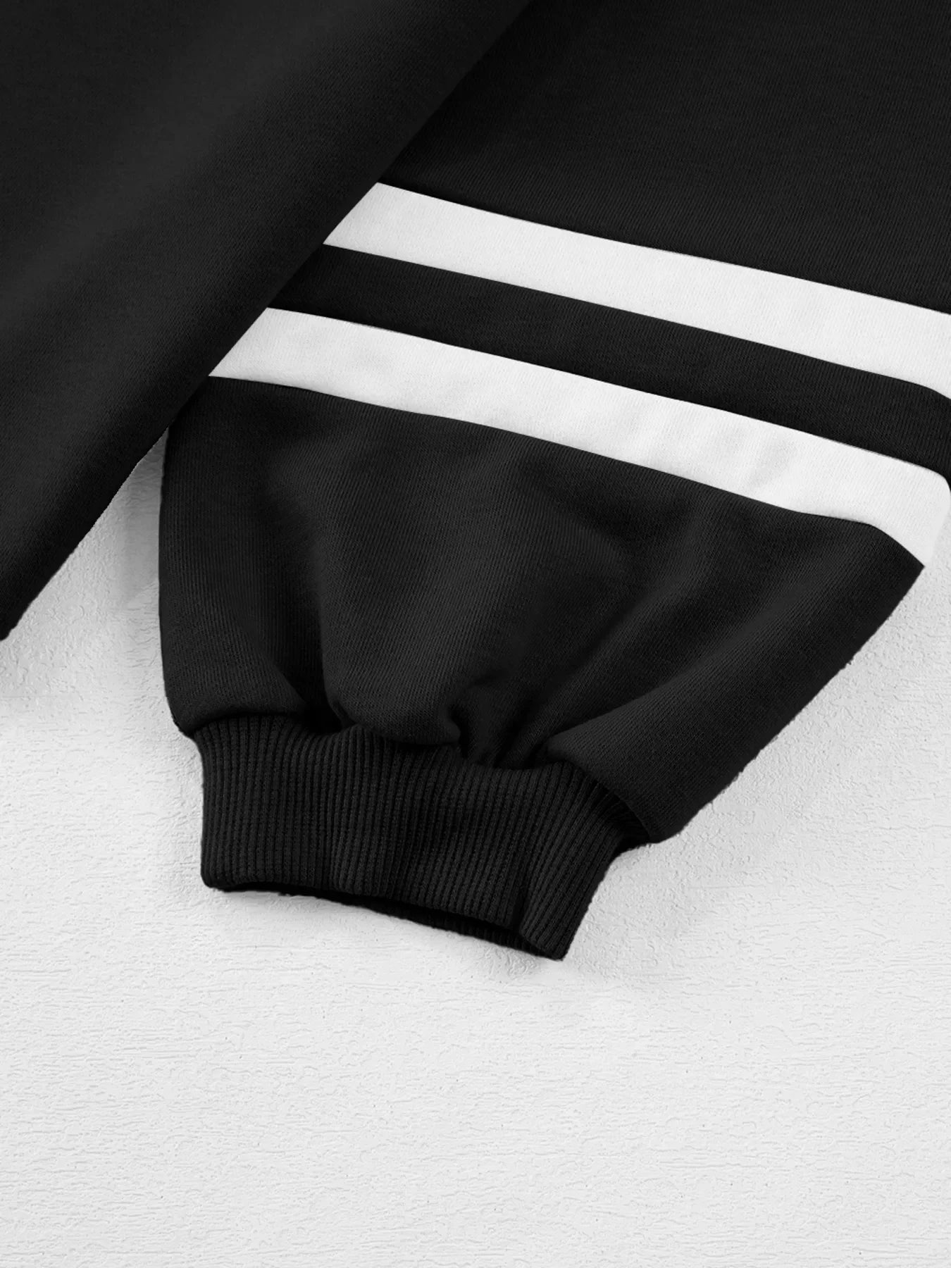 Black and white striped track jacket with ribbed cuffs in Daverri Fashions set