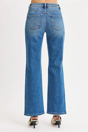 RISEN Full Size High Rise Ankle Straight Front Body Distressed Jeans Plus Size | Jeans Daverri Fashions