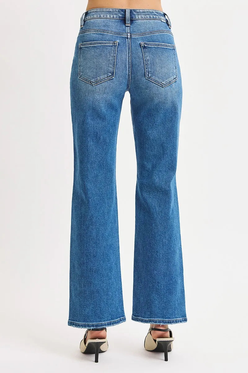 RISEN Full Size High Rise Ankle Straight Front Body Distressed Jeans Plus Size | Jeans Daverri Fashions