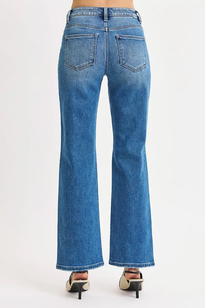 RISEN Full Size High Rise Ankle Straight Front Body Distressed Jeans Plus Size | Jeans Daverri Fashions