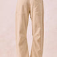 BiBi Drawstring Striped Twill Barrel Pants Oatmeal, beige cream wide-leg trousers