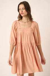 Apricot Mittoshop Pintuck Detail Tie Back Mini Dress | Mini Dresses Daverri Fashions