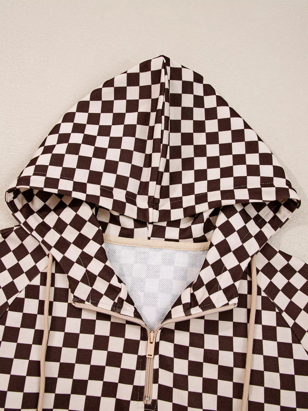 Checkered Drawstring Hoodie and Pants Set | Loungewear Sets Daverri Fashions