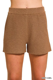 Zenana Round Neck Knit Top and Shorts Sweater Set | Daverri Fashions