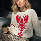 Full Size Lobster Contrast Trim Round Neck Sweater Plus Size - DAVERRI FASHIONS