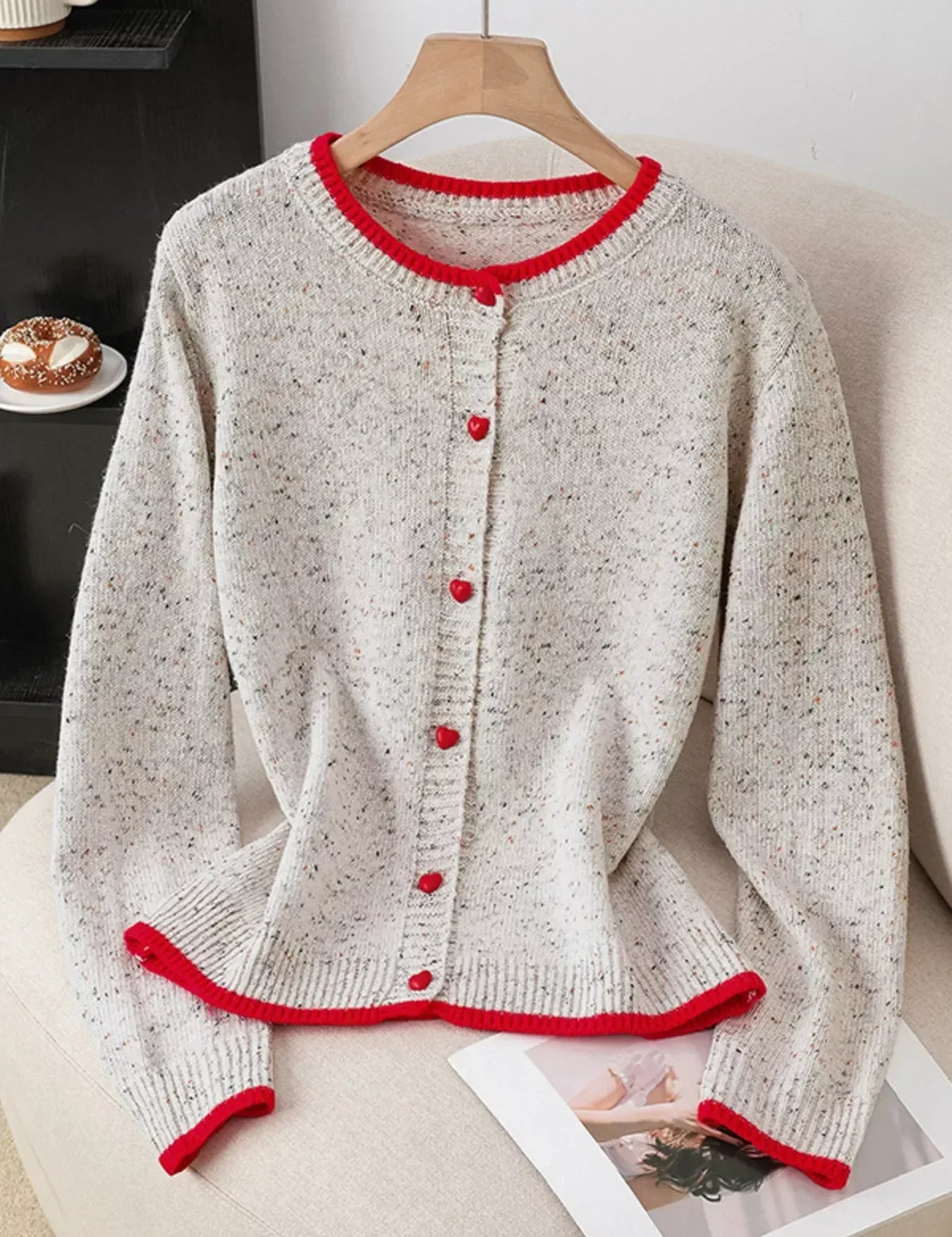 Daverri Fashions Contrast Trim Button Up Cardigan - DAVERRI FASHIONS