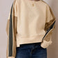 Contrast Round Neck Long Sleeve Sweatshirt - DAVERRI FASHIONS