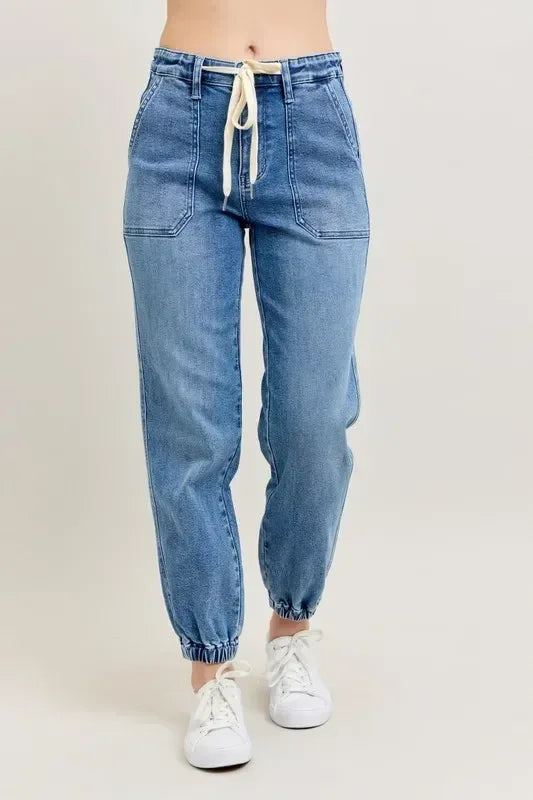 Judy Blue Full Size High Waist Denim Jogger - DAVERRI FASHIONS