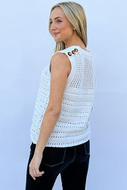 And The Why Hollowed Out Buttoned Tank | Daverri Fashions