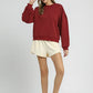 Umgee Round Neck Sweatshirt with Pleated Detail Sweatshirts