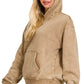 Zenana Fleece Acid Wash Kangaroo Pocket Hoodie Deep Camel - DAVERRI FASHIONS