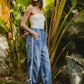 BiBi Striped Tape Details With Bot Tied Point Elastic Waist Jeans Jeans