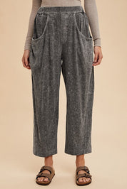 Annie Wear Mineral Washed Elastic Waist Pants Pants