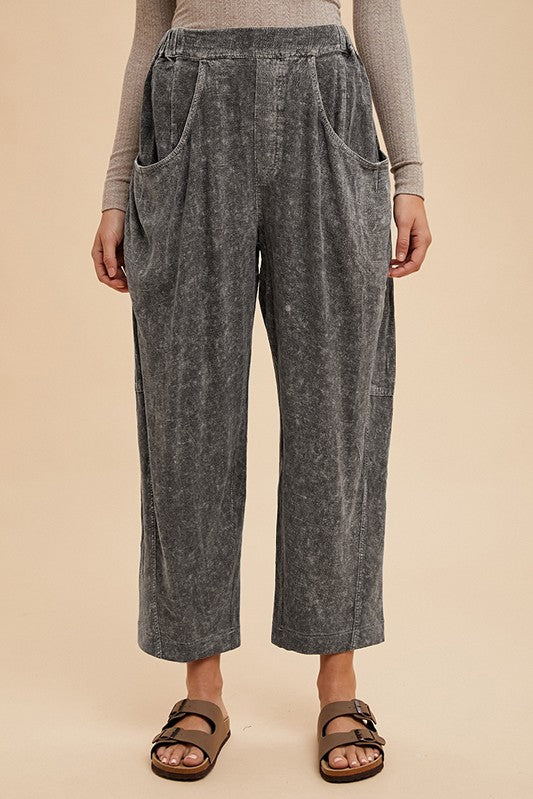 Annie Wear Mineral Washed Elastic Waist Pants Pants