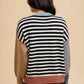 Annie Wear Striped Color Block Round Neck Sweater - DAVERRI FASHIONS