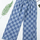 Checkered Wide Leg Jeans with Pockets - DAVERRI FASHIONS