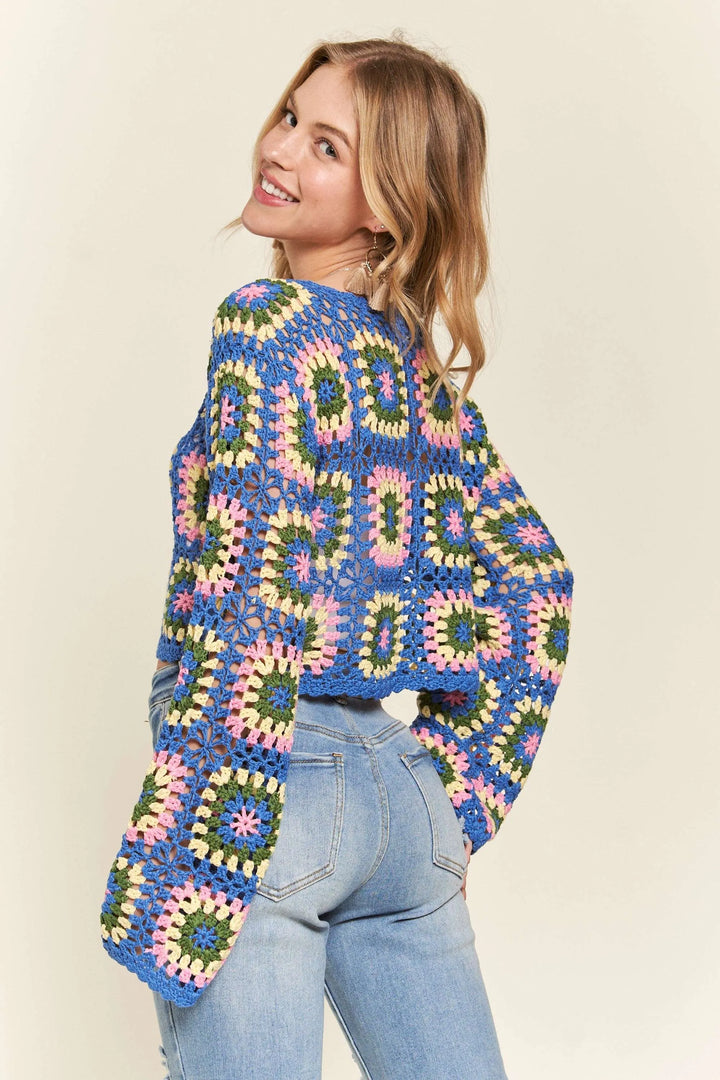 ADORA Multicolor Crochet Crop Top | Sweaters Daverri Fashions