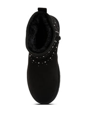 Winifred Rhinestone Embellished Fur Lined Boots | Boots Daverri Fashions