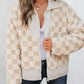 Checker Sherpa Corduroy Patchwork Zip Up Jacket - DAVERRI FASHIONS