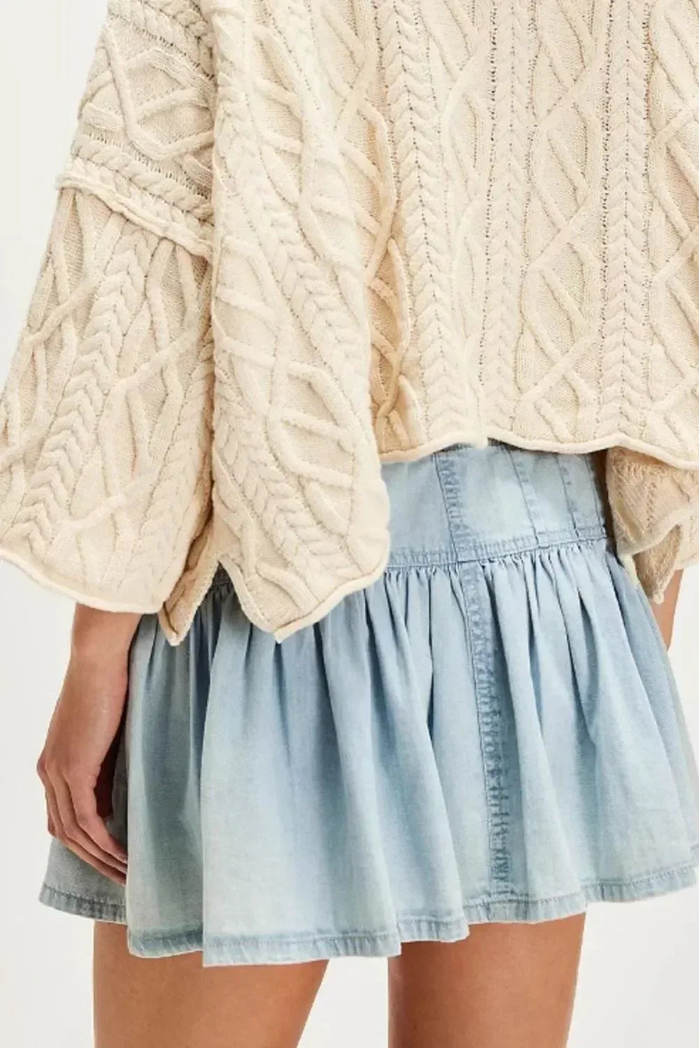 Buttoned Ruffled Mini Denim Skirt - DAVERRI FASHIONS