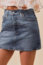 SO ME Washed Denim Mini Skirt with Pockets | Skirts Daverri Fashions