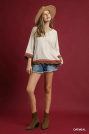 Umgee Scalloped Hem Color Block Top | Blouses Daverri Fashions