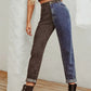 Two Tone Straight Leg Jeans - DAVERRI FASHIONS