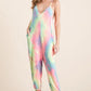 BiBi Tie Dye French Terry Mid-Length Casual Jumpsuit Jumpsuits