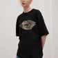 Daverri Leopard Lips oversized black t-shirt with bold kiss print