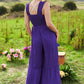 Davi & Dani deep purple tiered maxi dress with smocked ruched bodice