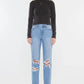 Kancan High Rise Distressed Mom Jeans - DAVERRI FASHIONS