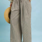 Umgee Drawstring Striped Wide-Leg Pants in beige and black vertical stripes