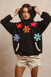 BiBi Patched Hoodie Top | Hoodies Daverri Fashions