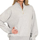 Zenana Fleece Half Zip Sweatshirt Grey - DAVERRI FASHIONS