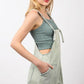 VERY J Washed Frayed Hem Denim Overall Shortalls