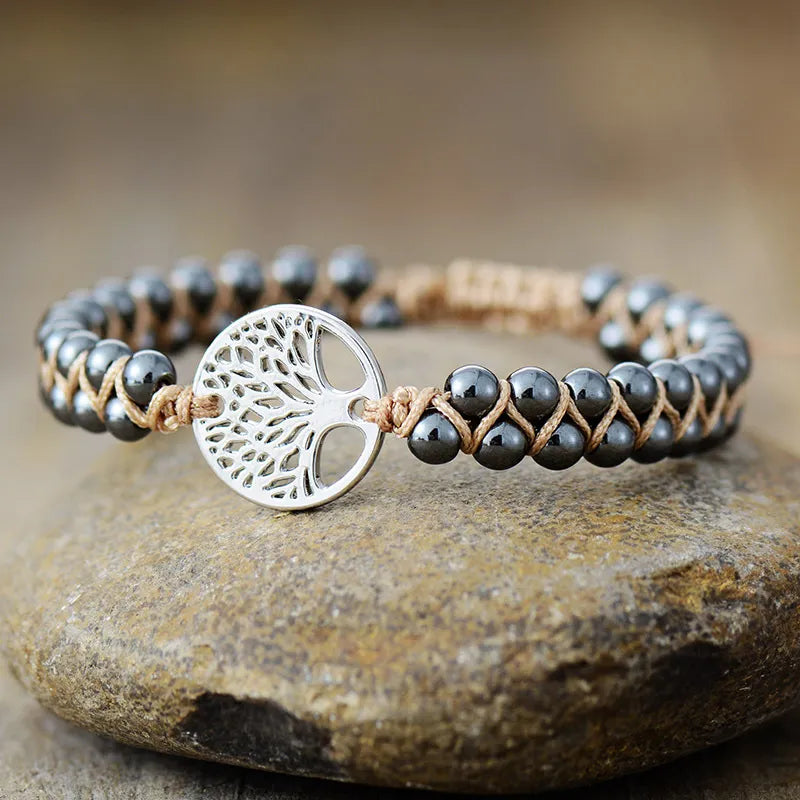 Silver One Size Alloy Natural Stone Braided Bracelet | Bracelets Daverri Fashions