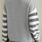 Striped Round Neck Dropped Shoulder Sweater - DAVERRI FASHIONS