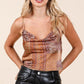 Mittoshop Paisley Patchwork Print Satin Cowl Neck Crop Cami - DAVERRI FASHIONS