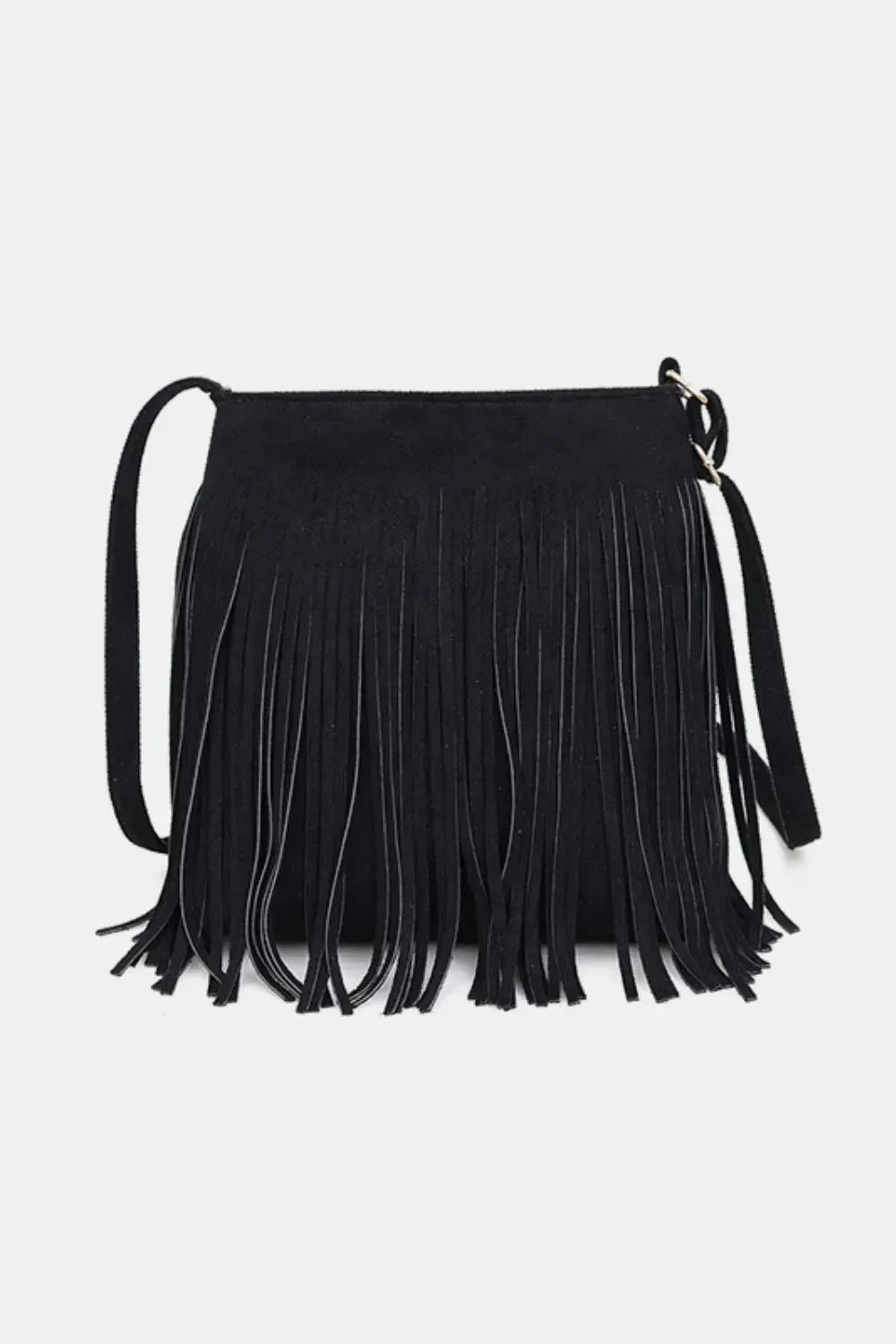 Suede Fringe Shoulder Bag - DAVERRI FASHIONS