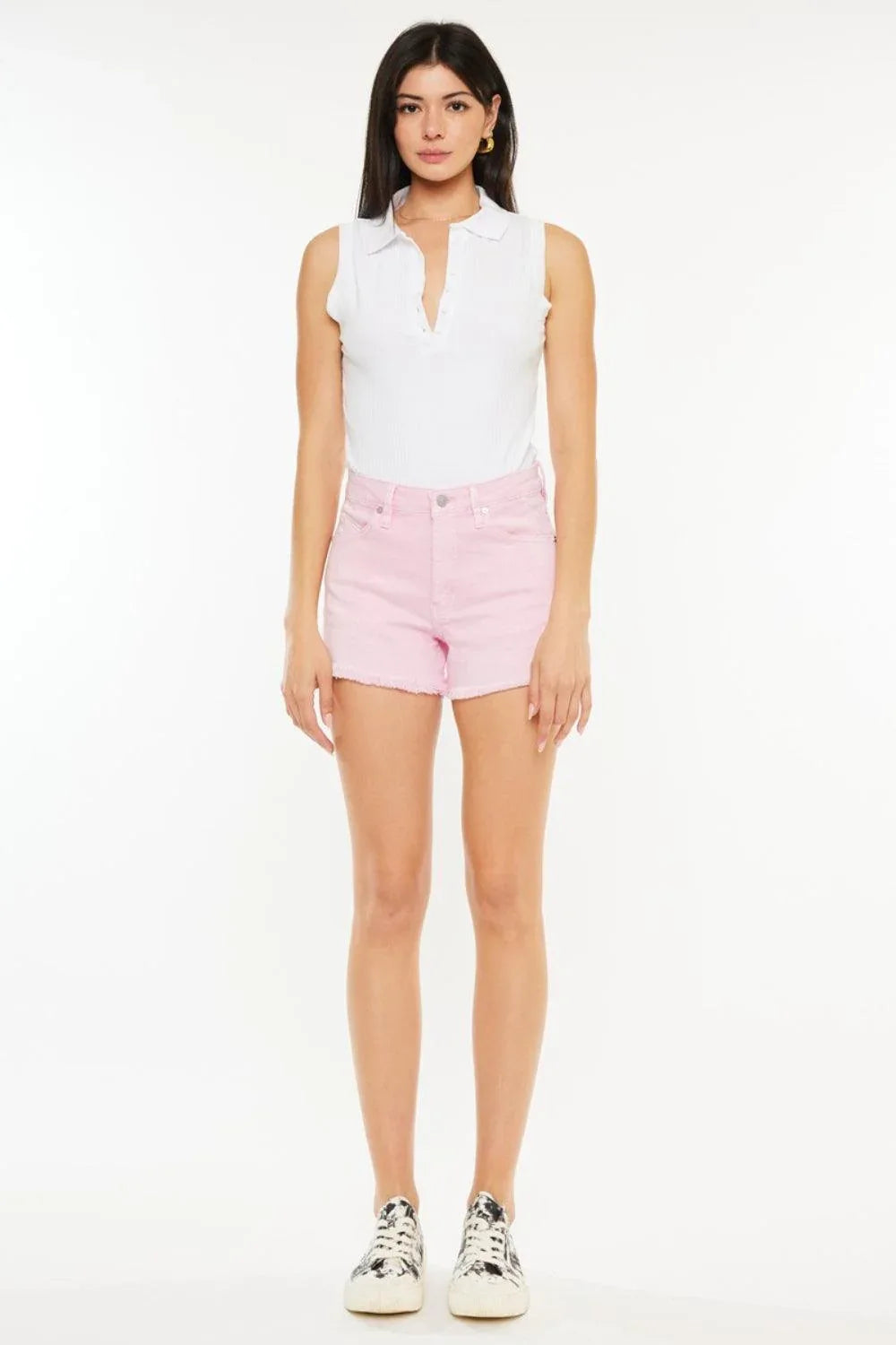 Kancan Raw Hem High Waist Denim Shorts - DAVERRI FASHIONS