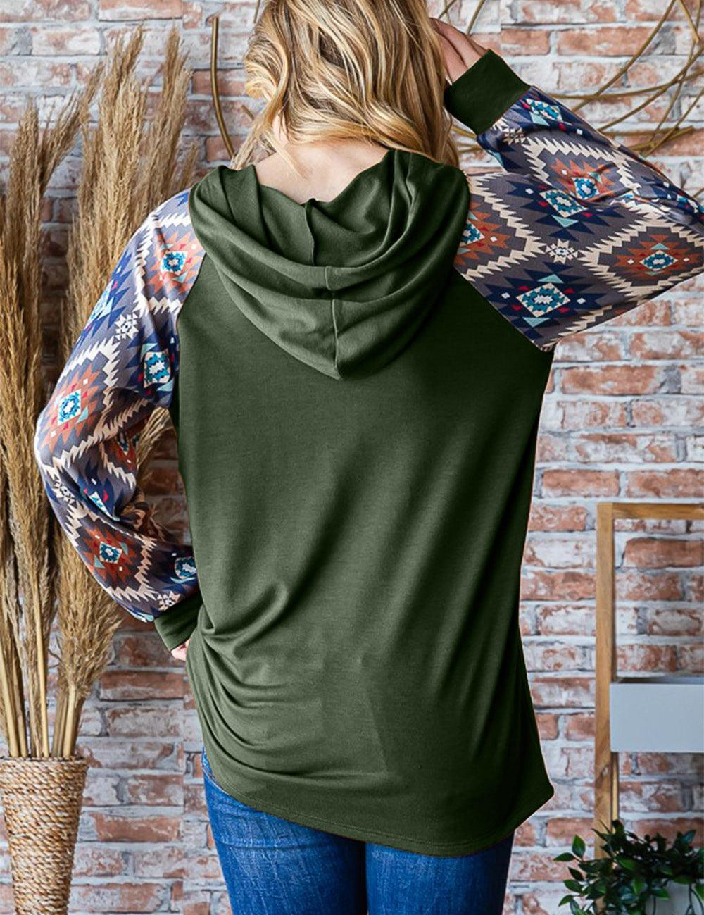 Heimish Full Size Half Button Printed Long Sleeve Hooded Top | Tops Daverri Fashions