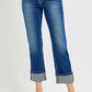 RISEN High Rise Ankle Straight Cuffed Jeans - DAVERRI FASHIONS