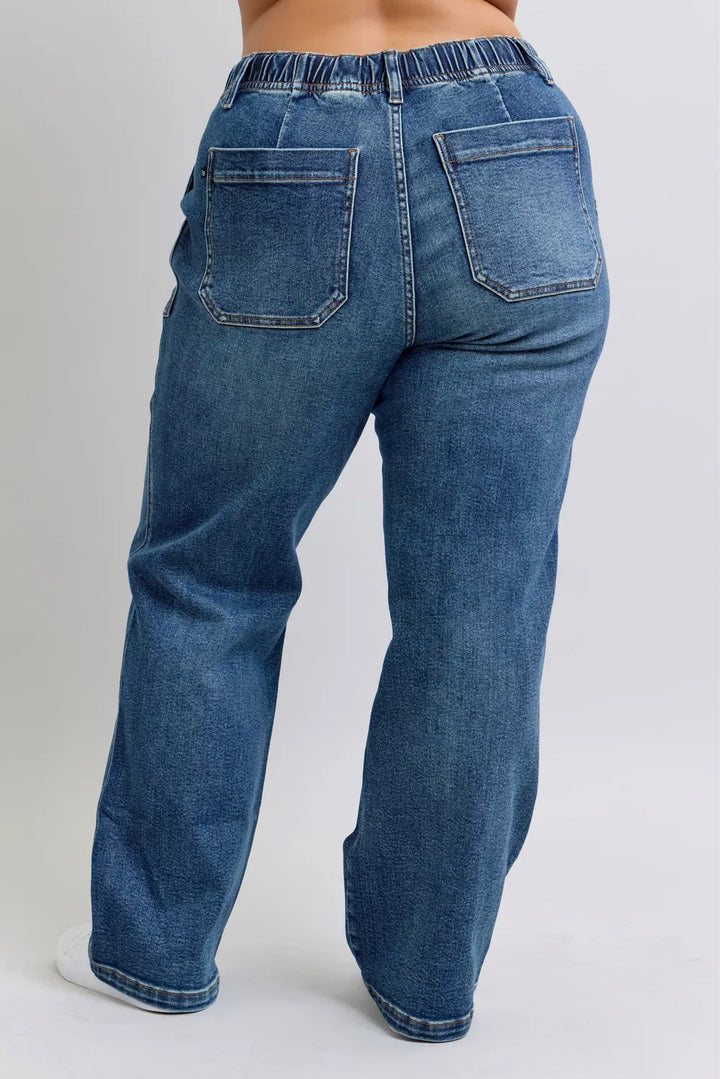 Judy Blue Plus Size High Waist Drawstring Wide Leg Jeans Jeans