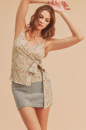 Aemi + Co Ditsy Floral Surplice Adjustable Straps Cami | Tops Daverri Fashions