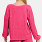 Zenana V-Neck Long Sleeve Ribbed Top and Shorts Set Short Sets