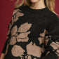Umgee Floral Long Sleeve Sweater Black - DAVERRI FASHIONS