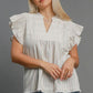 Umgee Full Size Striped Babydoll Top Plus Size